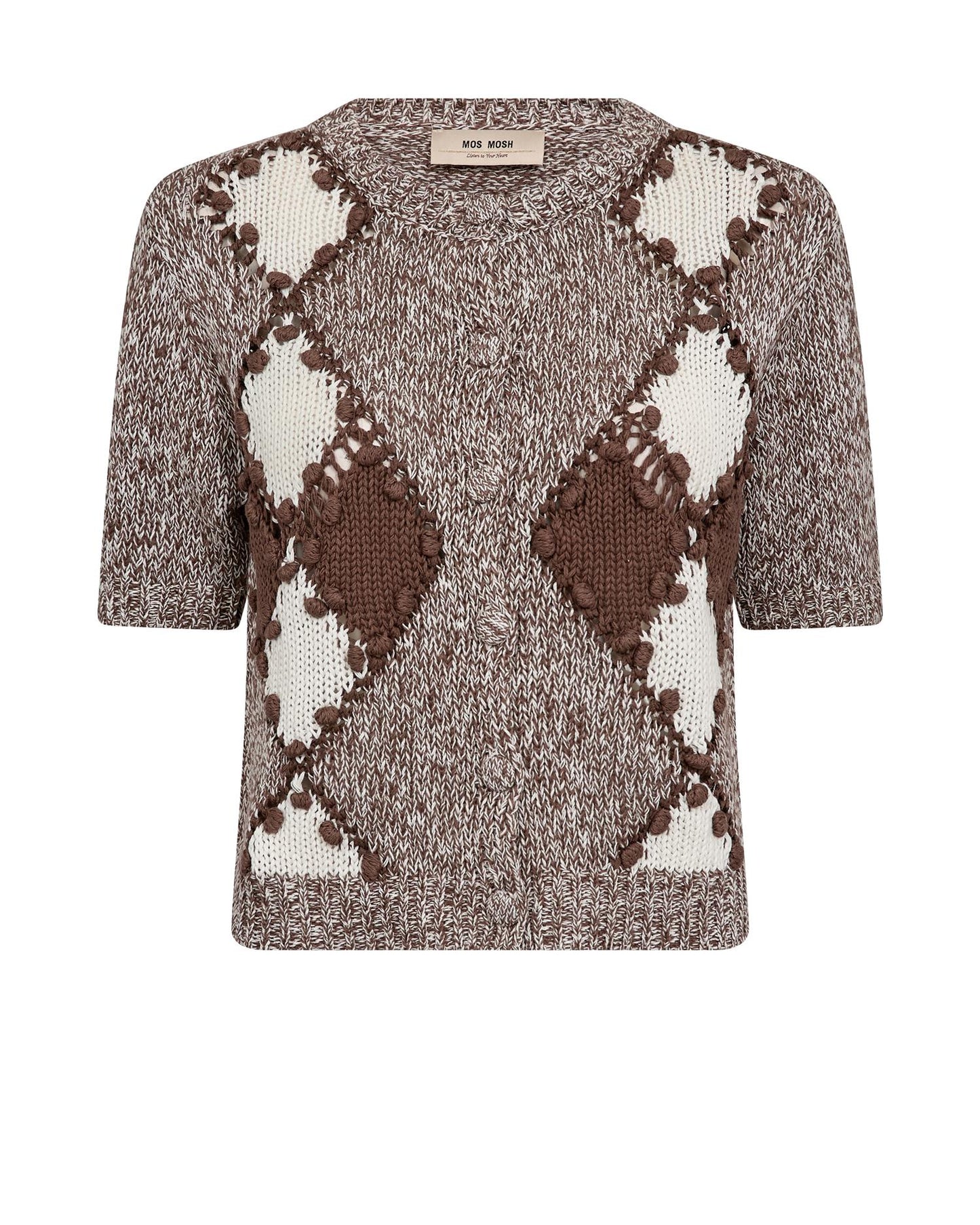 Mos Mosh Elio SS Knit Cardigan Coffee Quartz