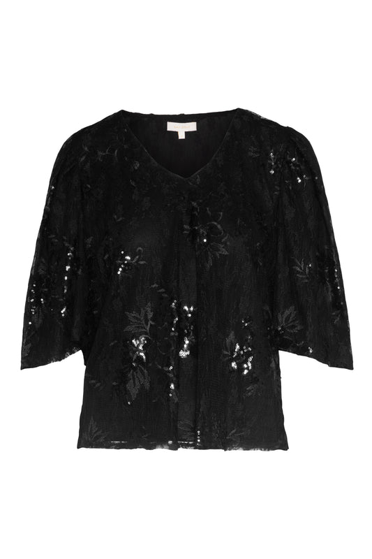 Rah Oslo Lace Sequin SS Black
