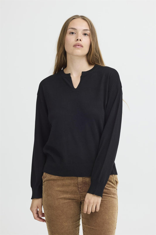 Pulz Sara Vneck Pullover Black Beauty
