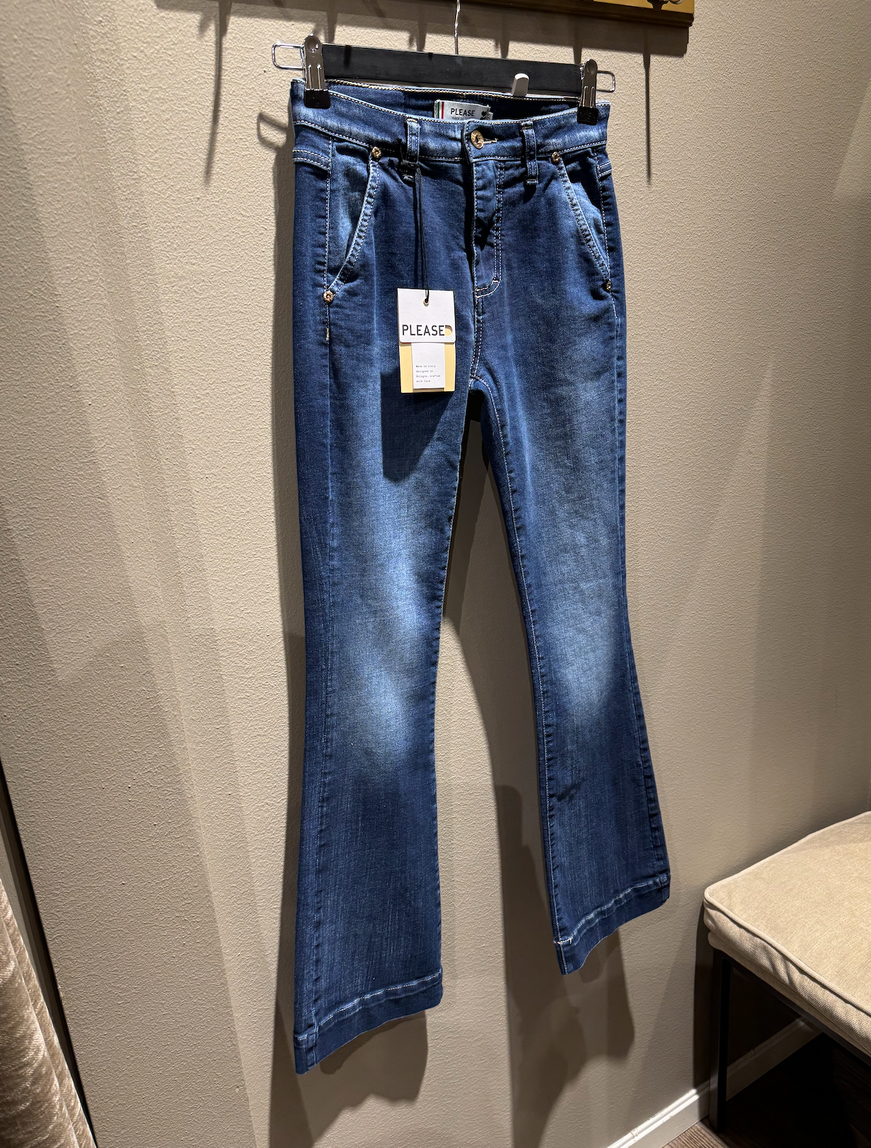 Please Chino Flare Bologna Blu Denim