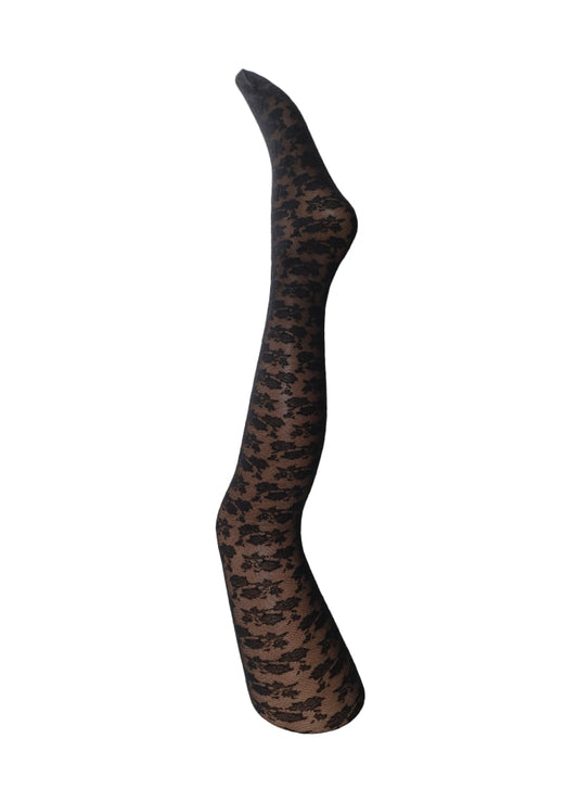 Black Colour Flower Lace Tights