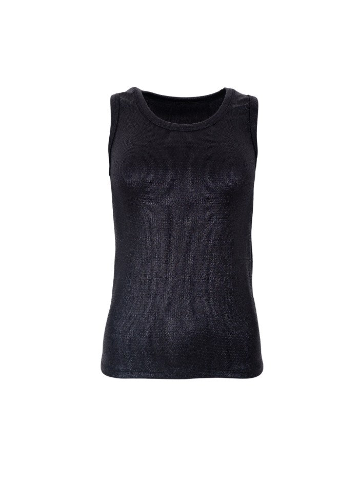 Black Colour Glamy Tank Top Black