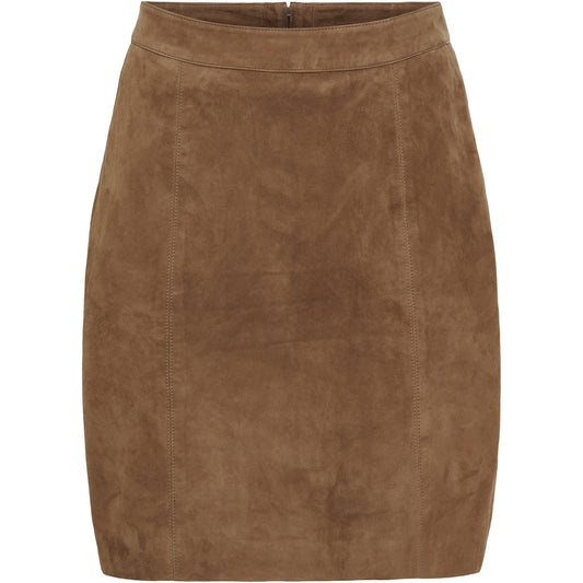 Notyz Samantha Suede Skirt Nude Brown