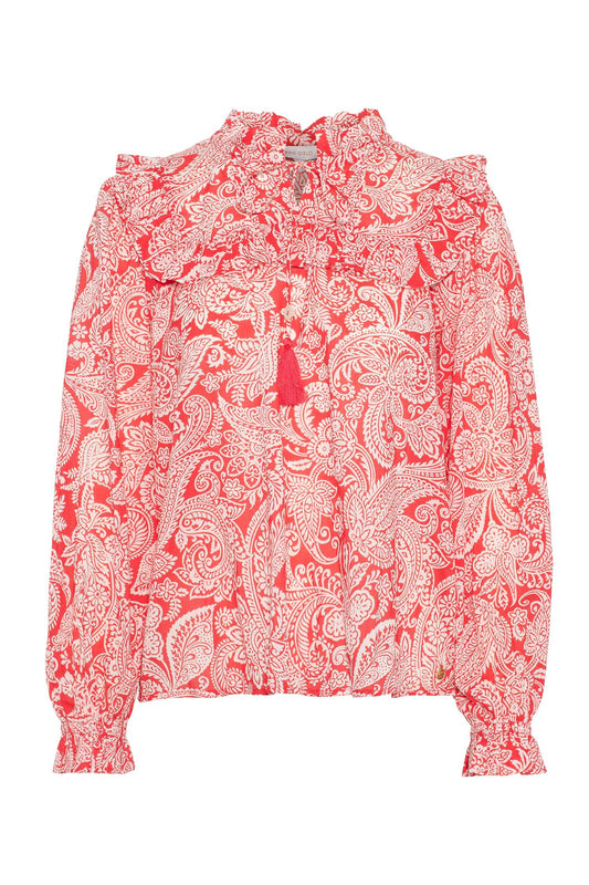 Rah Oslo Malina Top Red Paisley Print