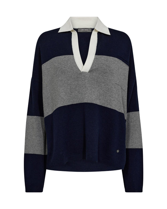 Mos Mosh Wylle Tani Bold Stripe Knit Maritime Blue
