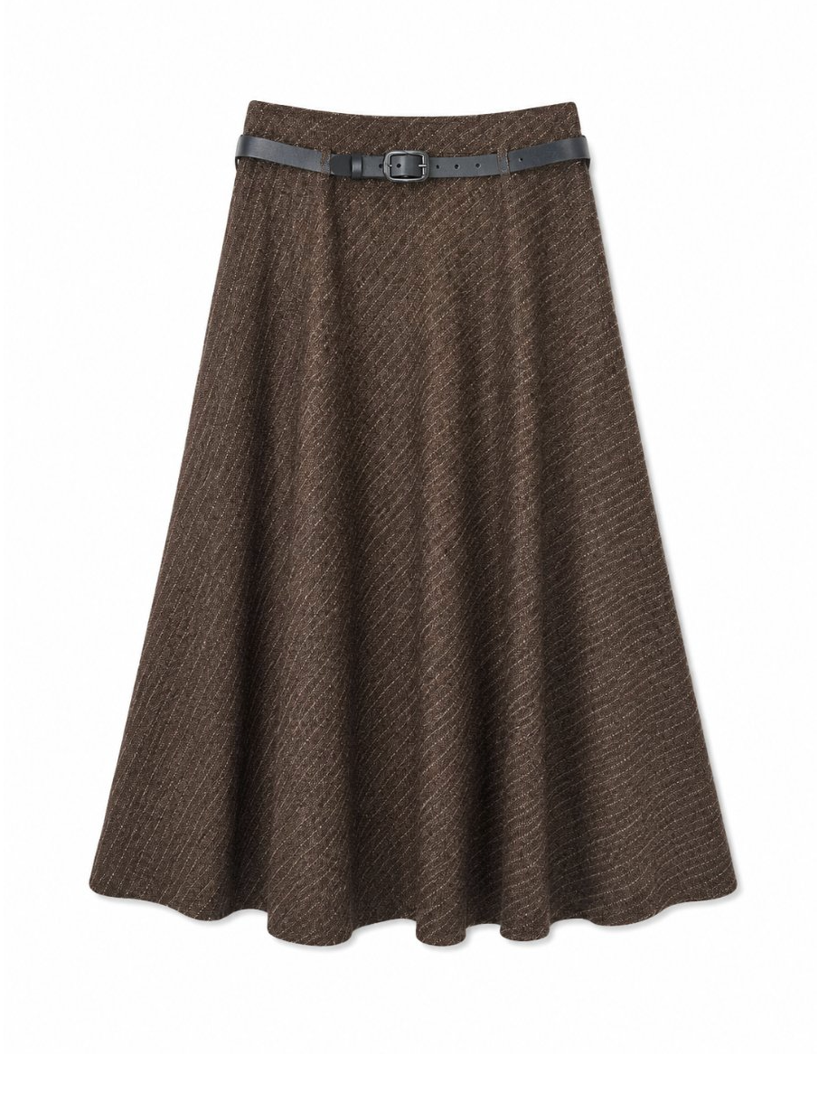 From Paris With Love Joselina Pinstripe Skirt Brown
