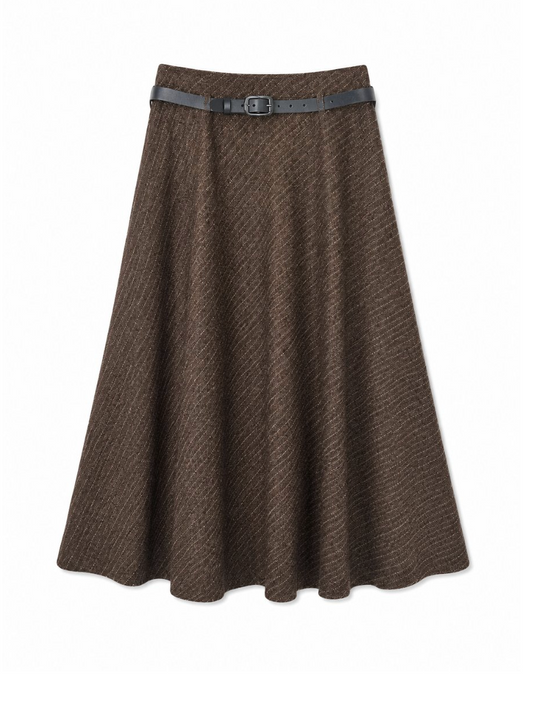 From Paris With Love Joselina Pinstripe Skirt Brown
