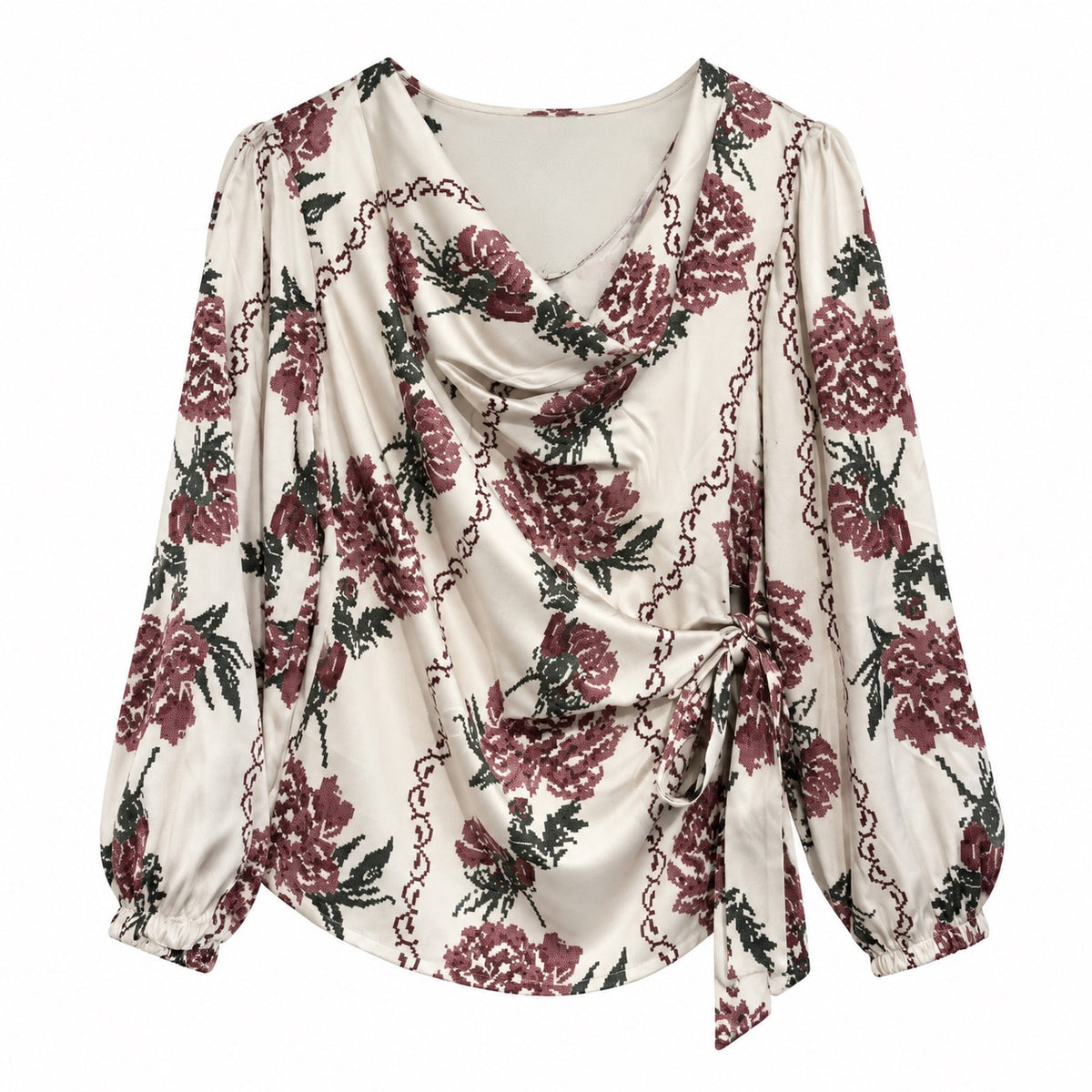Rah Oslo Wrap Blouse Print Bianco