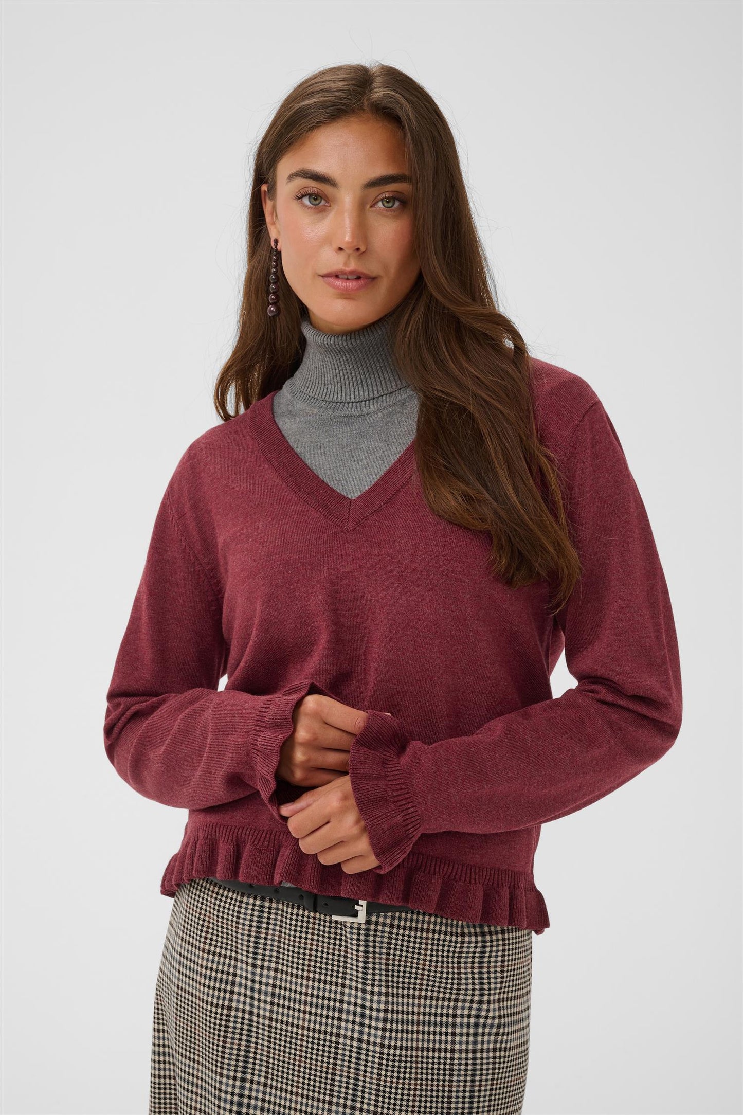 Culture Clare Annemarie Frill V-neck Chocolate Truffle