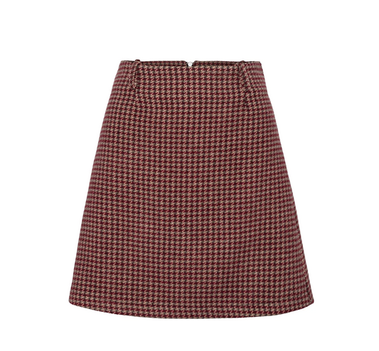 Rah Oslo Skirt Check Burgundy Beige