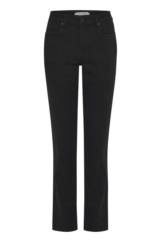 Pulz Emma HW Jeans Medium Straight Black Denim