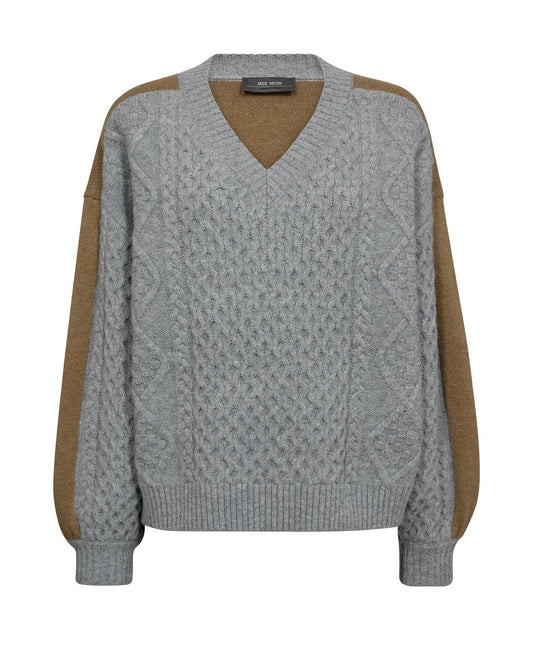 Mos Mosh Beth Ottilli V-Neck Knit Grey Melange