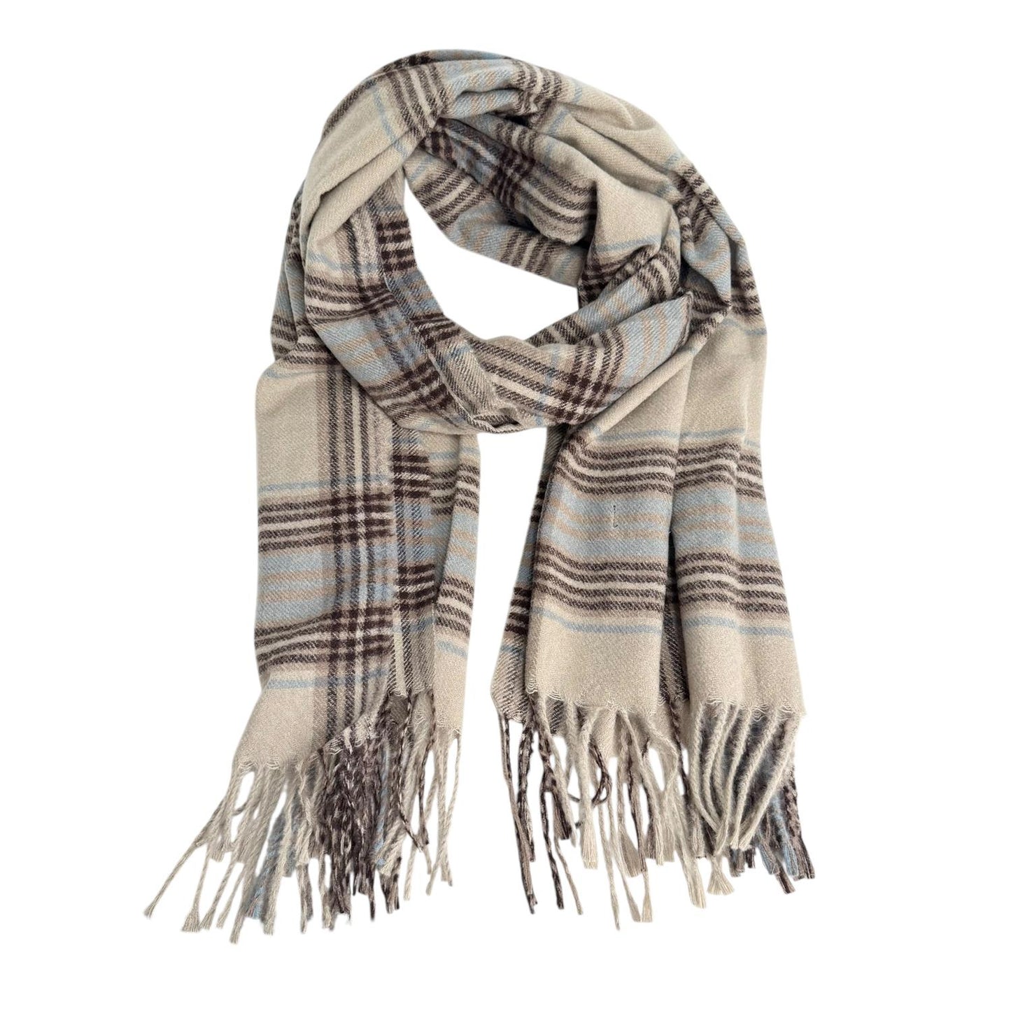 Noma Ull/Cashmere Ruteskjerf Offwhite/Blå