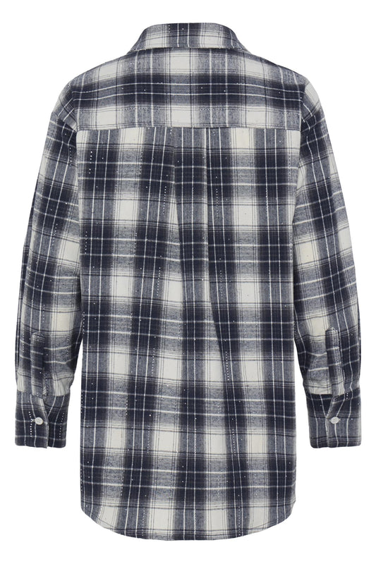 Pulz Kamma Oversized Shirt Blue/beige