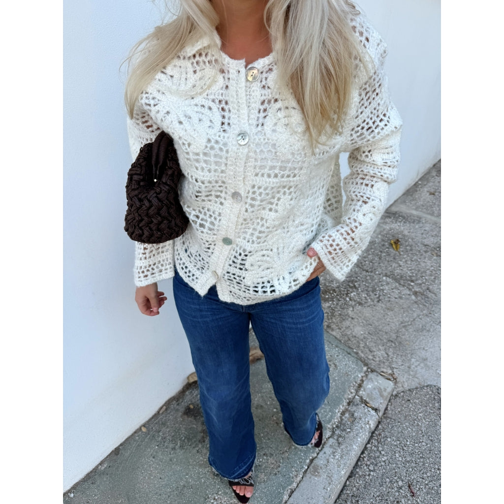 Rah Oslo Knitted Collar Jacket Ecru
