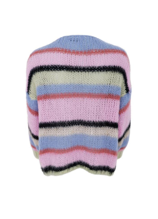 Black Colour Frey Striped Cardigan Soft Candy