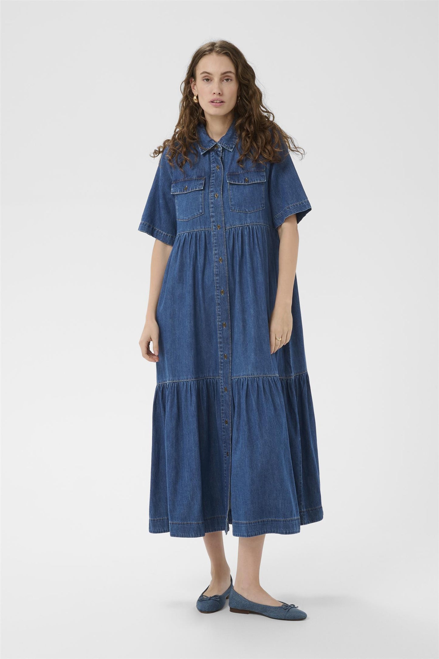 Culture Mona Arpa Long Dress Dark Blue Wash