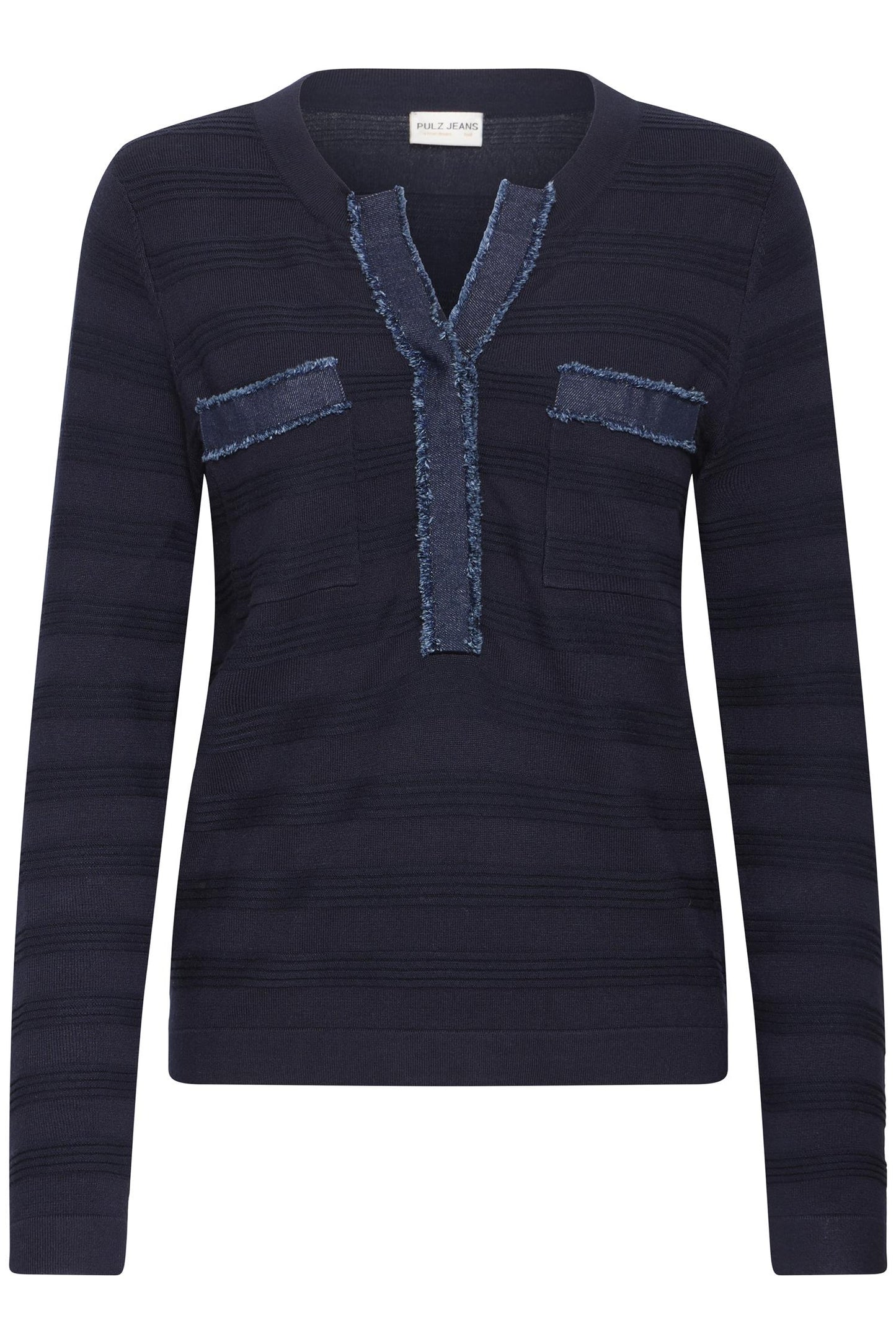 Pulz Sara Denim Mix Knit Dark Sapphire