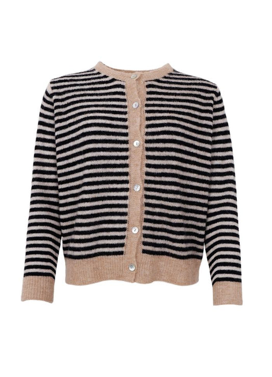 Black Colour Dell Striped Knit Cardigan Black
