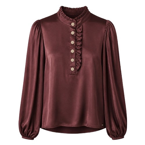 Rah Oslo Solid Sateng Blouse Bordeaux