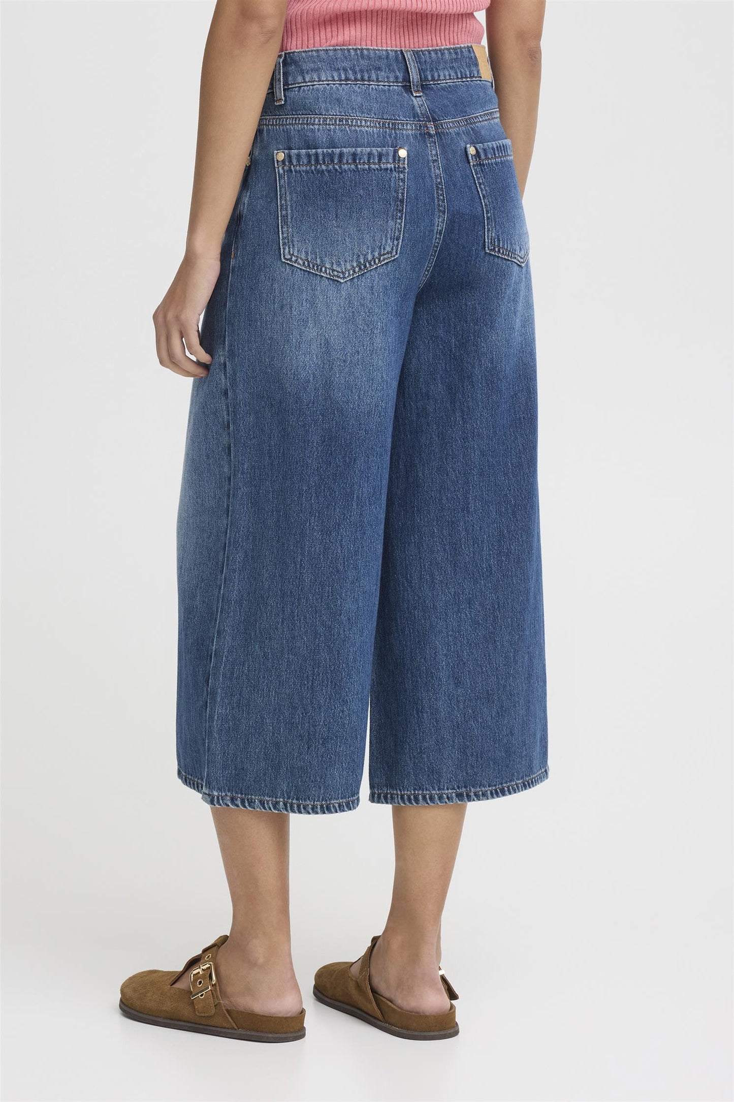 Pulz Alexi Jeans Wide Leg Med Blue Denim