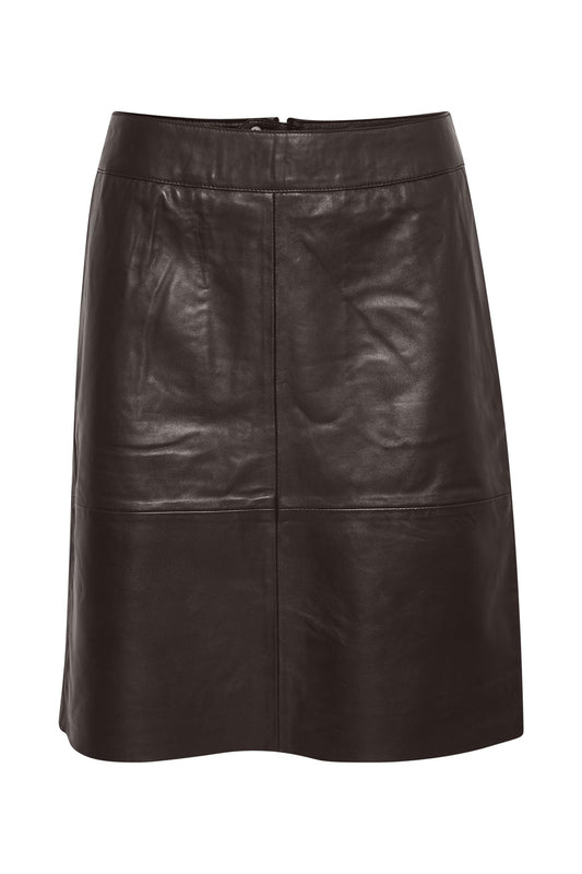 Culture Berta Leather Skirt Coffee Bean
