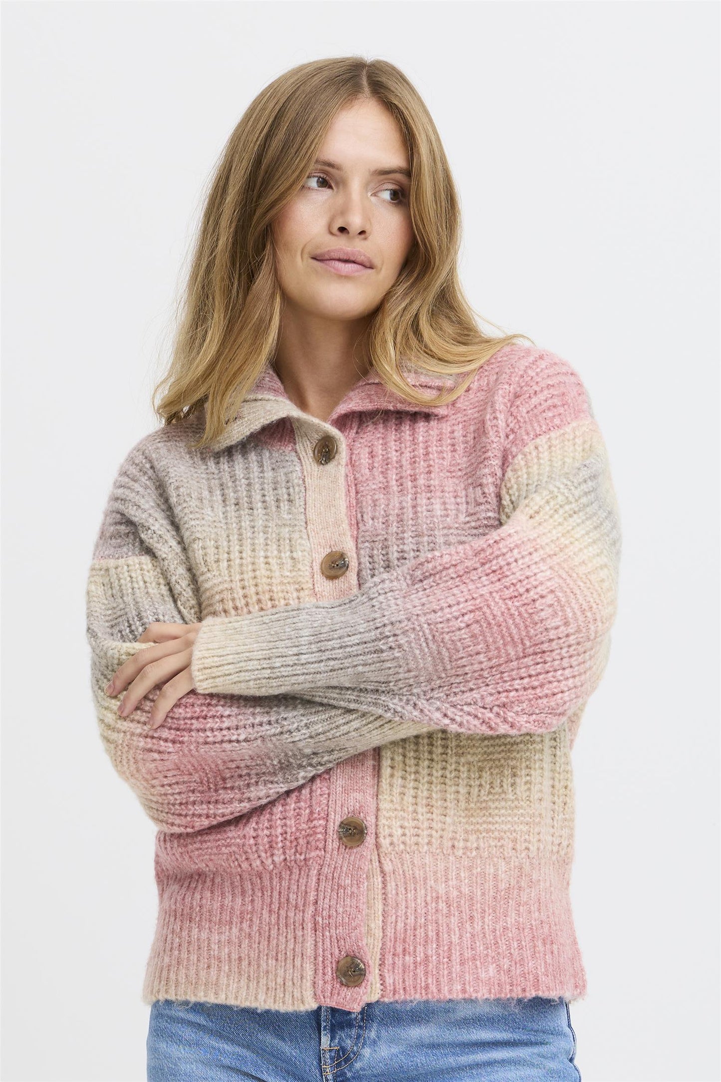 Pulz Fatima LS Cardigan Desert Rose Melange