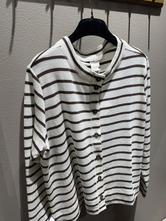 By Basics Box Cardigan R-Neck Raw White/Chestnut