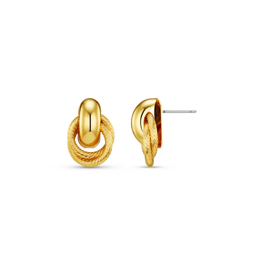 Orelia Mini Textured Interlocking Earrings Gold