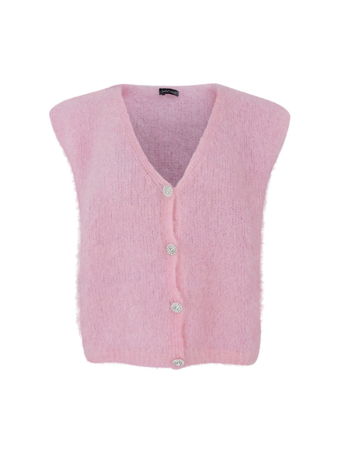Black Colour Bjoerk Knit Vest Rose