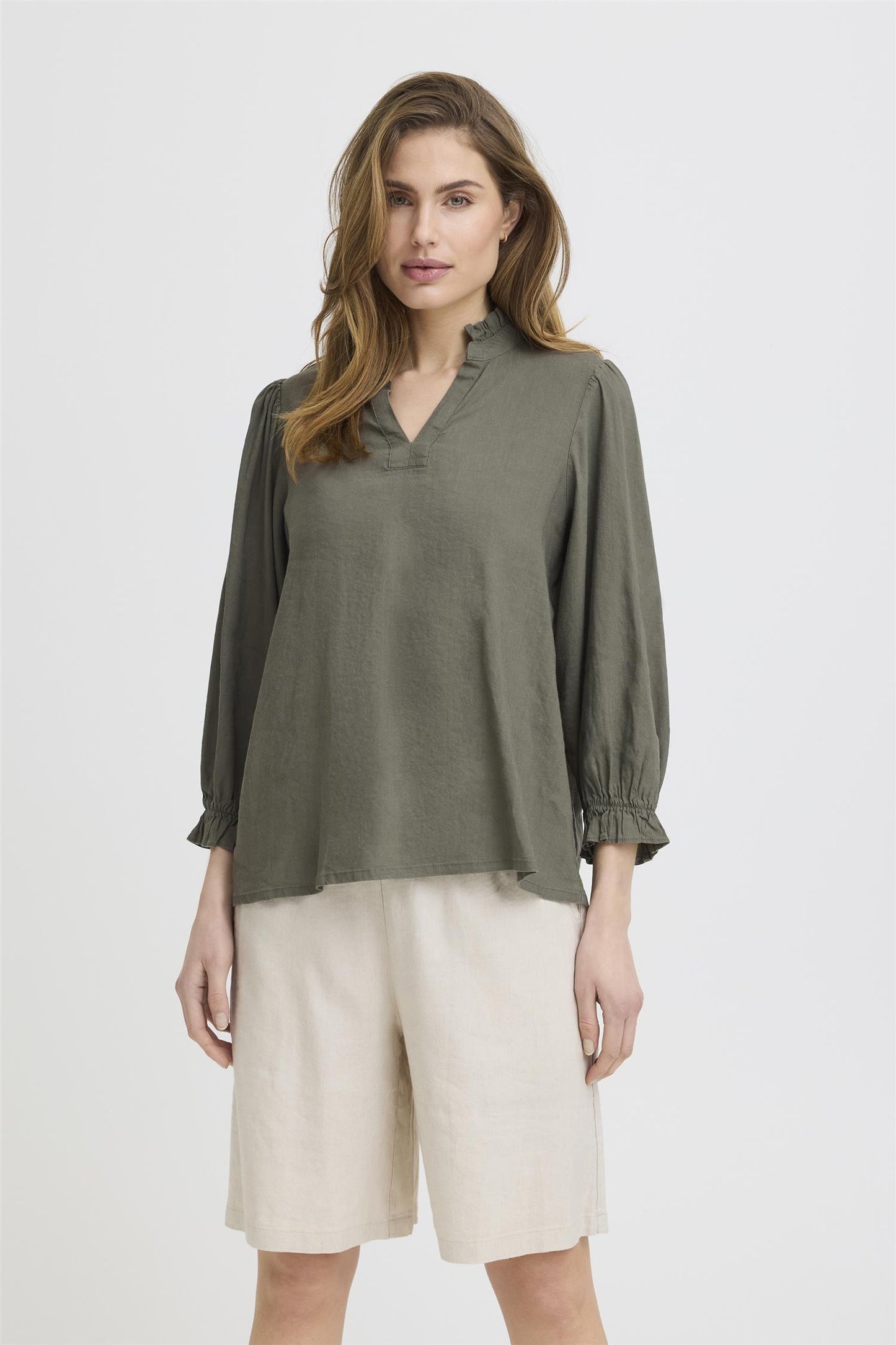 Pulz Luca Frill Blouse Deep Lichen Green