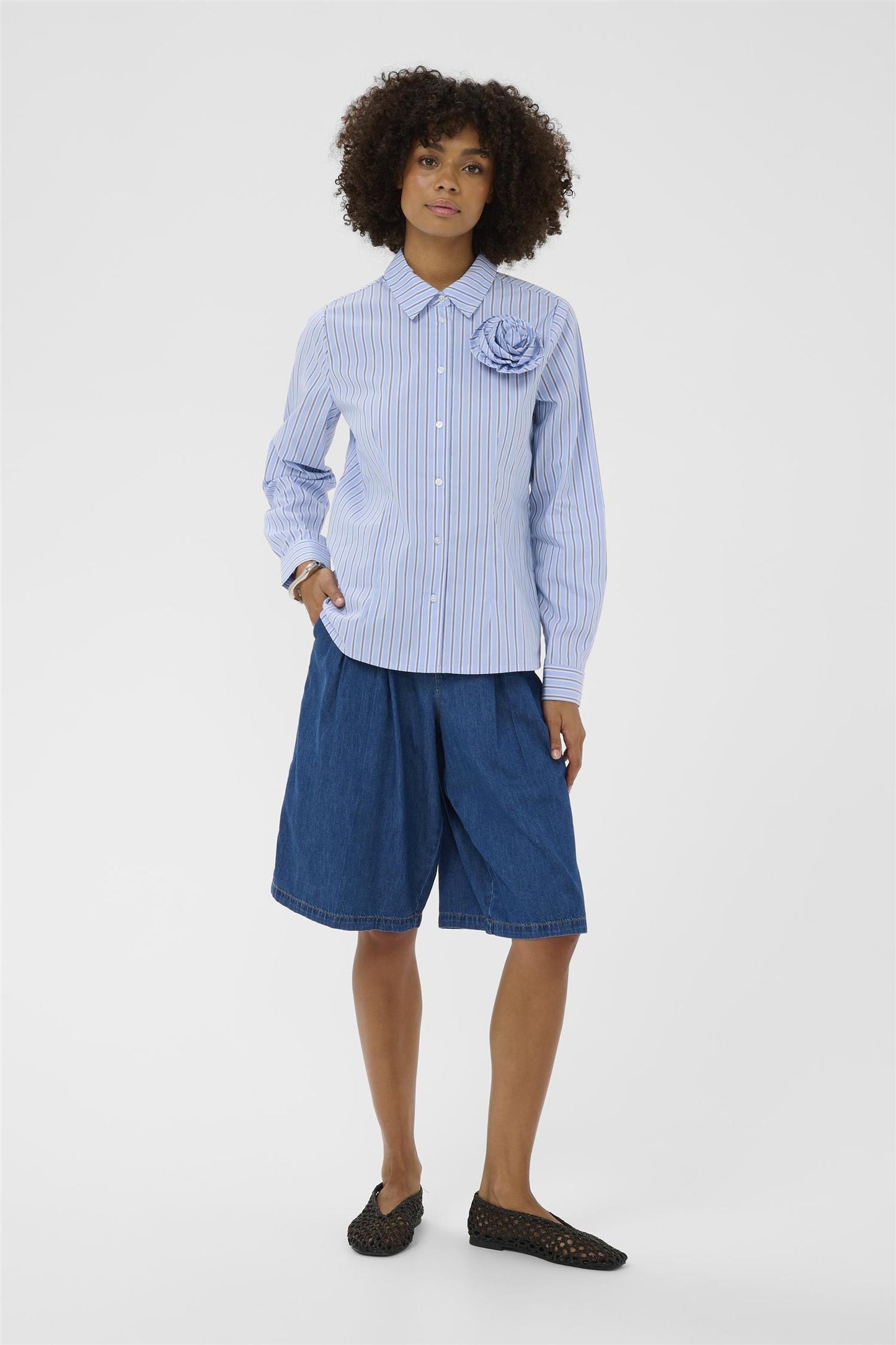 Culture Art Fitted Shirt Blue Stripe