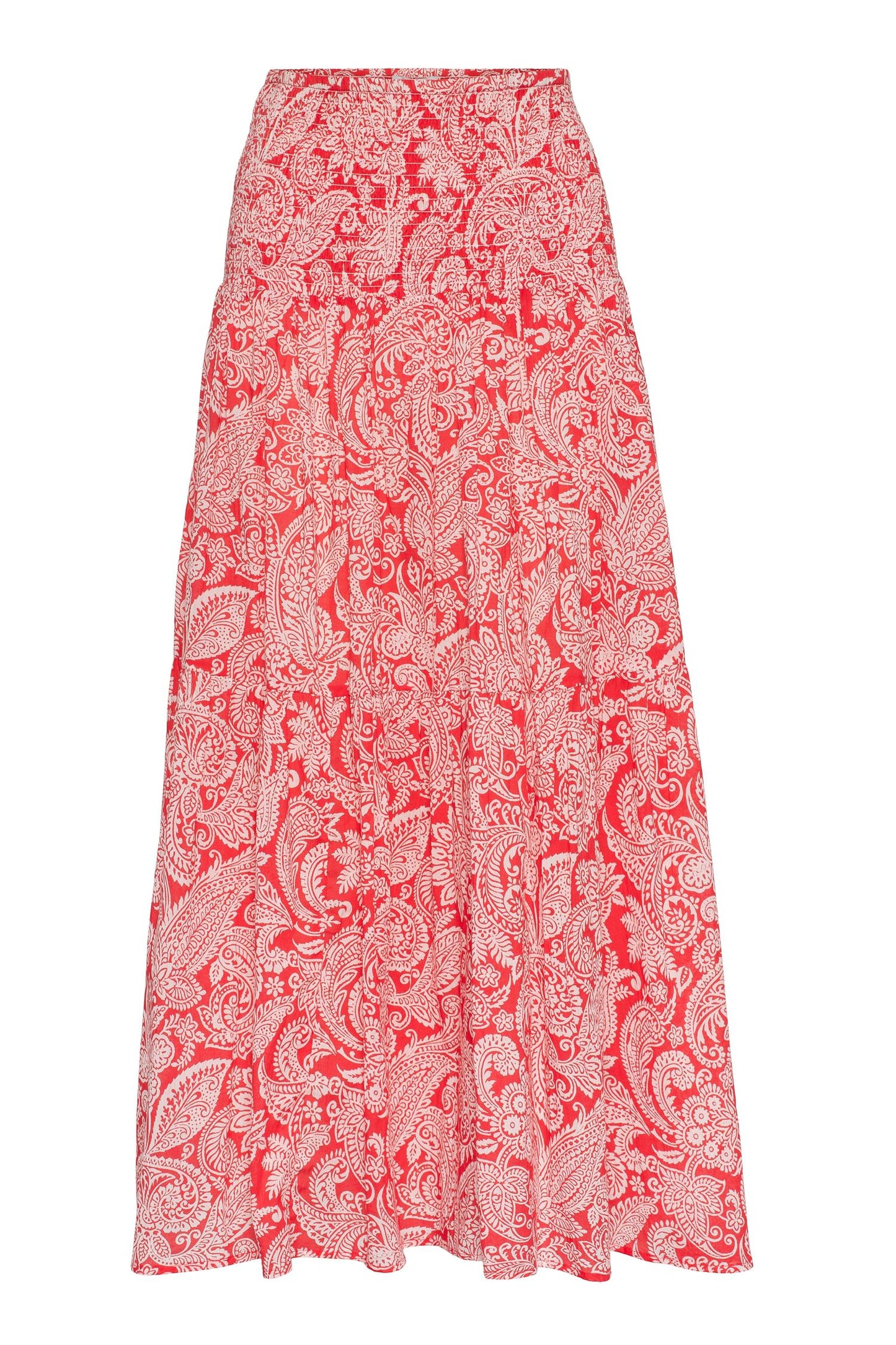 Rah Oslo Smocking Skirt Red Paisley Print