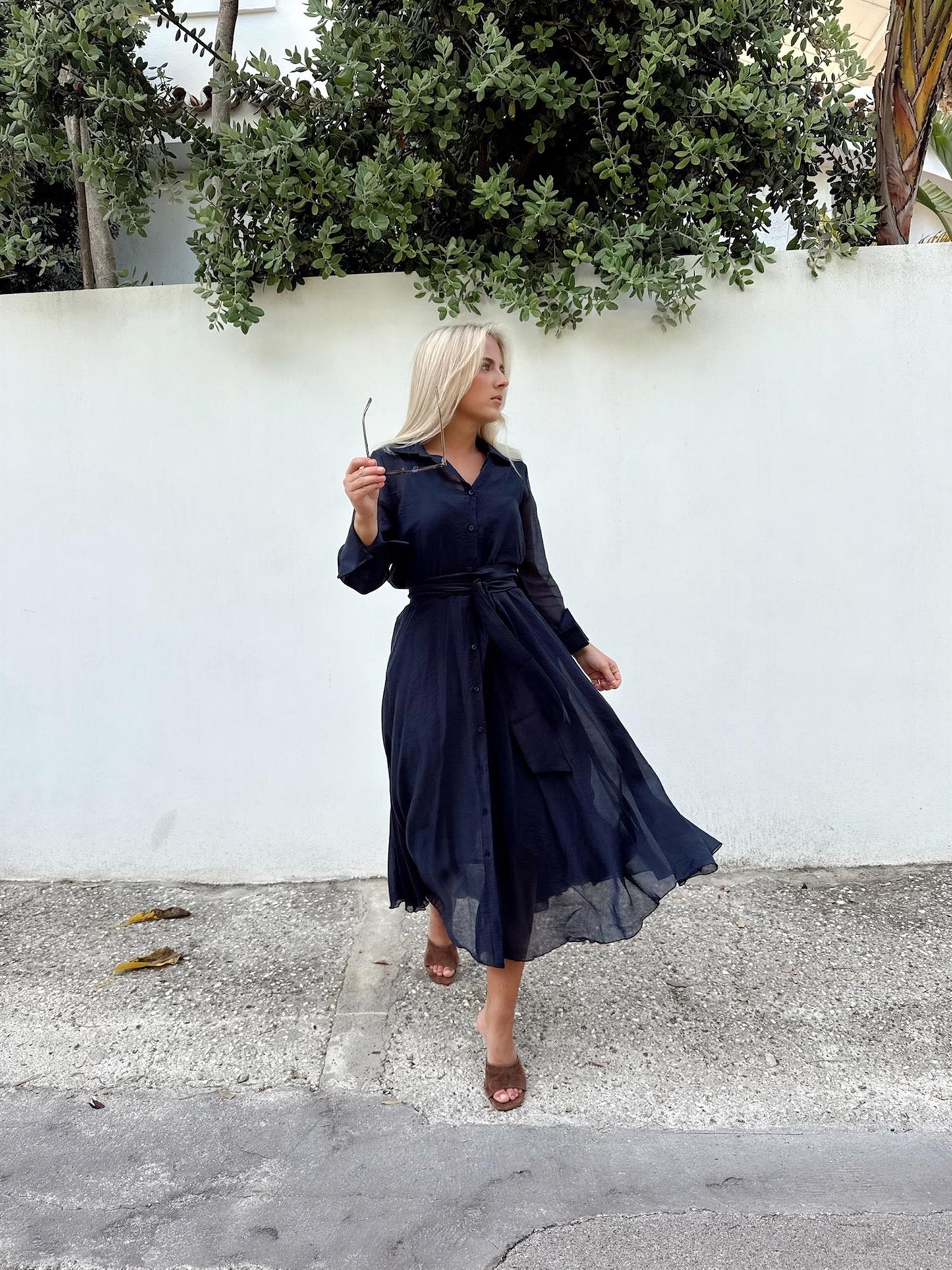 Rah Oslo Solid Long Dress Blue