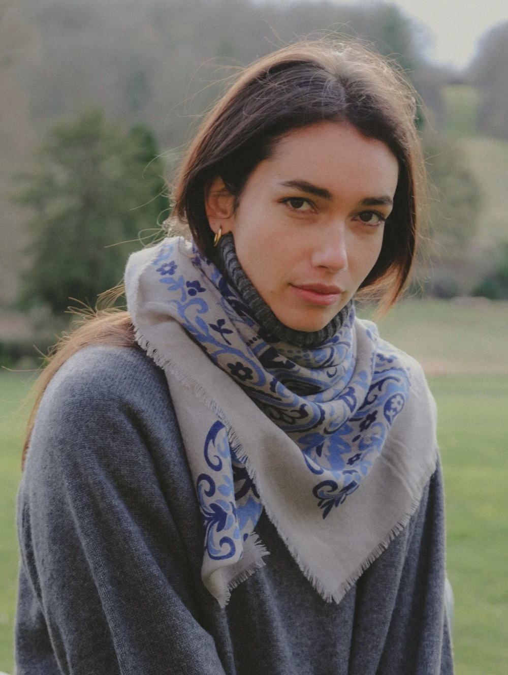 Maison Lecomte Flament Scarf Bandana Blue Stone