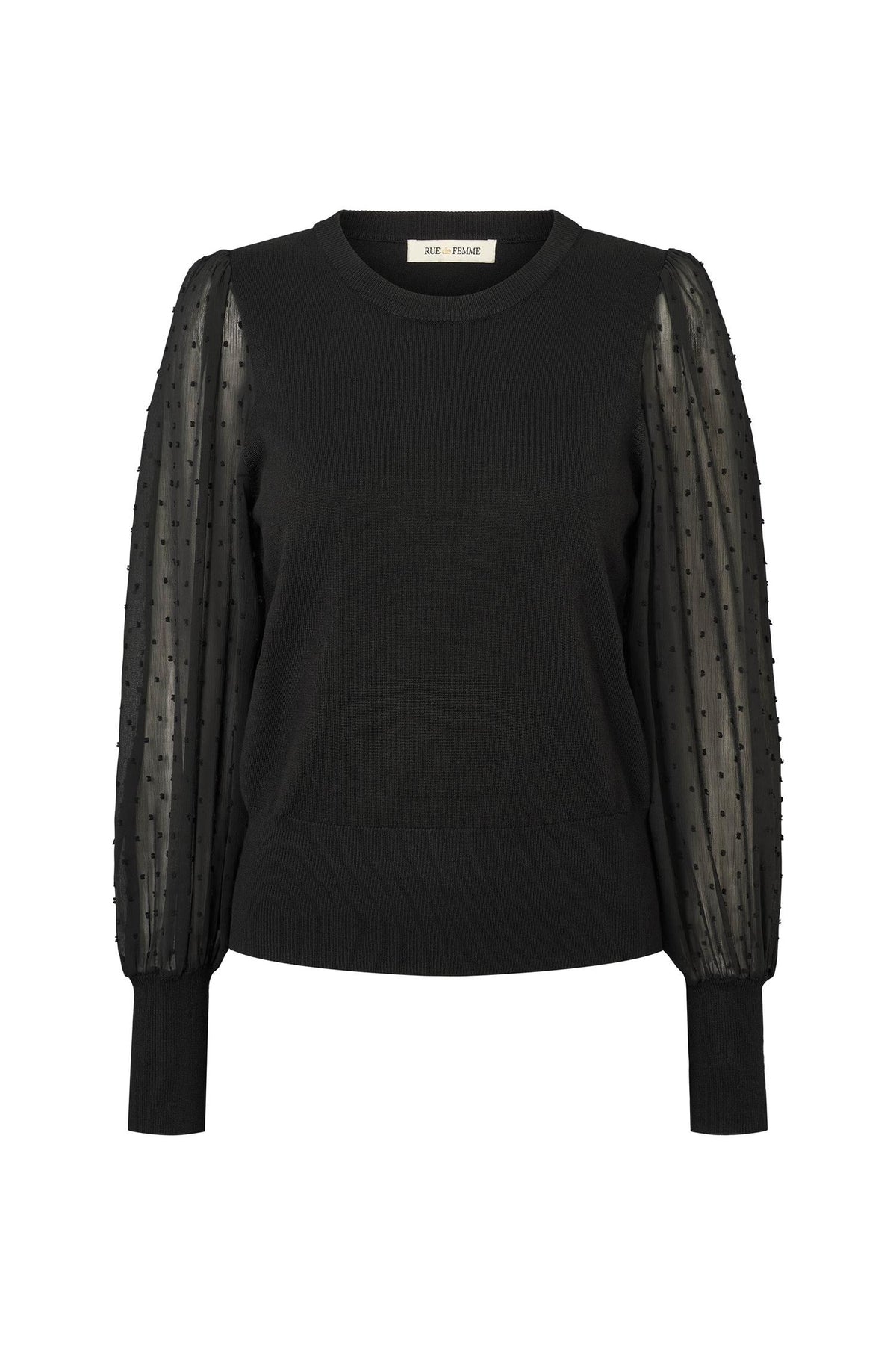Rue de Femme Katrica Knit Blouse Black w/dots