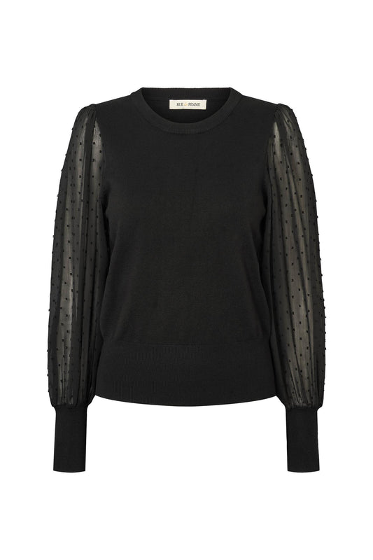 Rue de Femme Katrica Knit Blouse Black w/dots