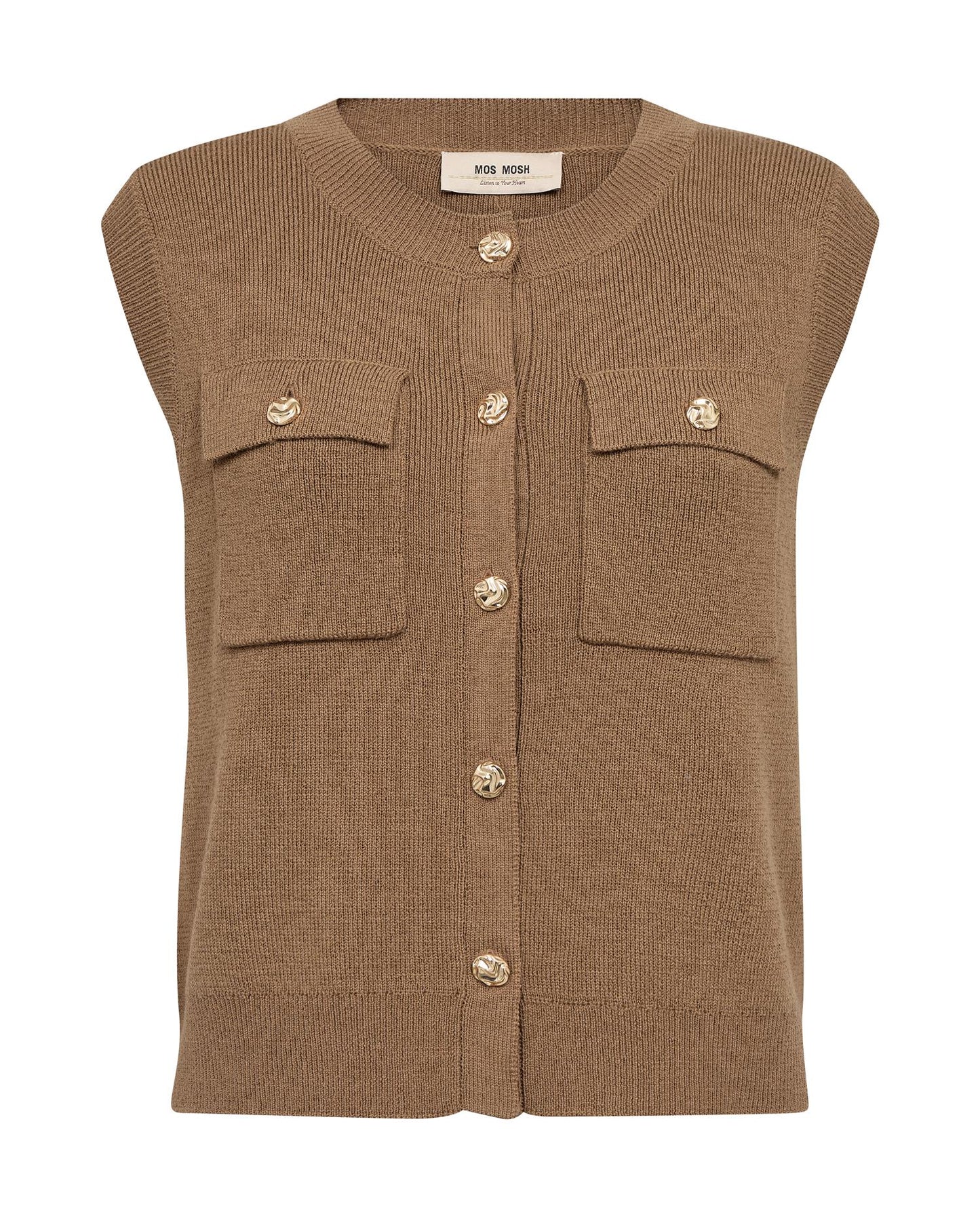 Mos Mosh Ayana Wool Knit Vest Dark Camel
