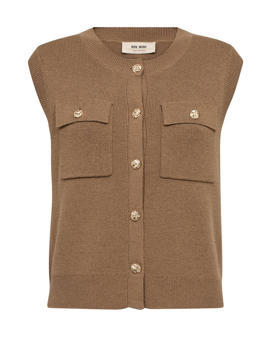 Mos Mosh Ayana Wool Knit Vest Dark Camel