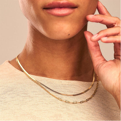 Orelia Flat Snake Necklace Gold