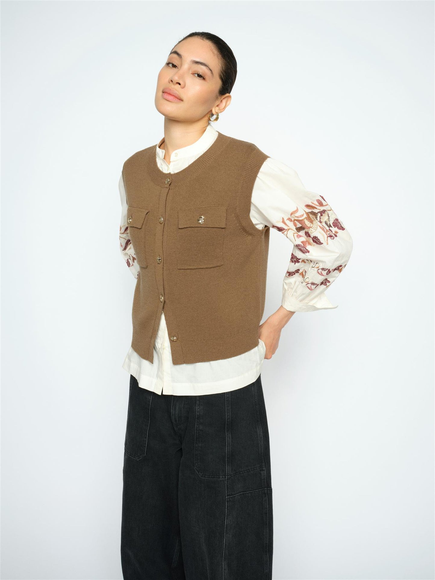 Mos Mosh Ayana Wool Knit Vest Dark Camel