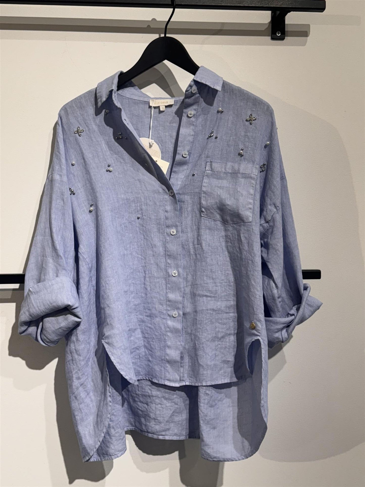 Rah Oslo Stonewash Shirt Pearls Light Blue