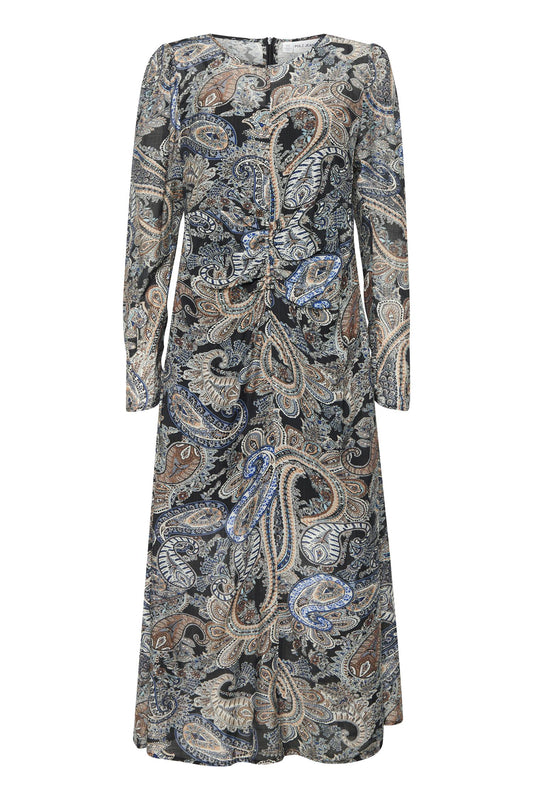 Pulz Jayla LS Dress Dark Sapphire Paisley