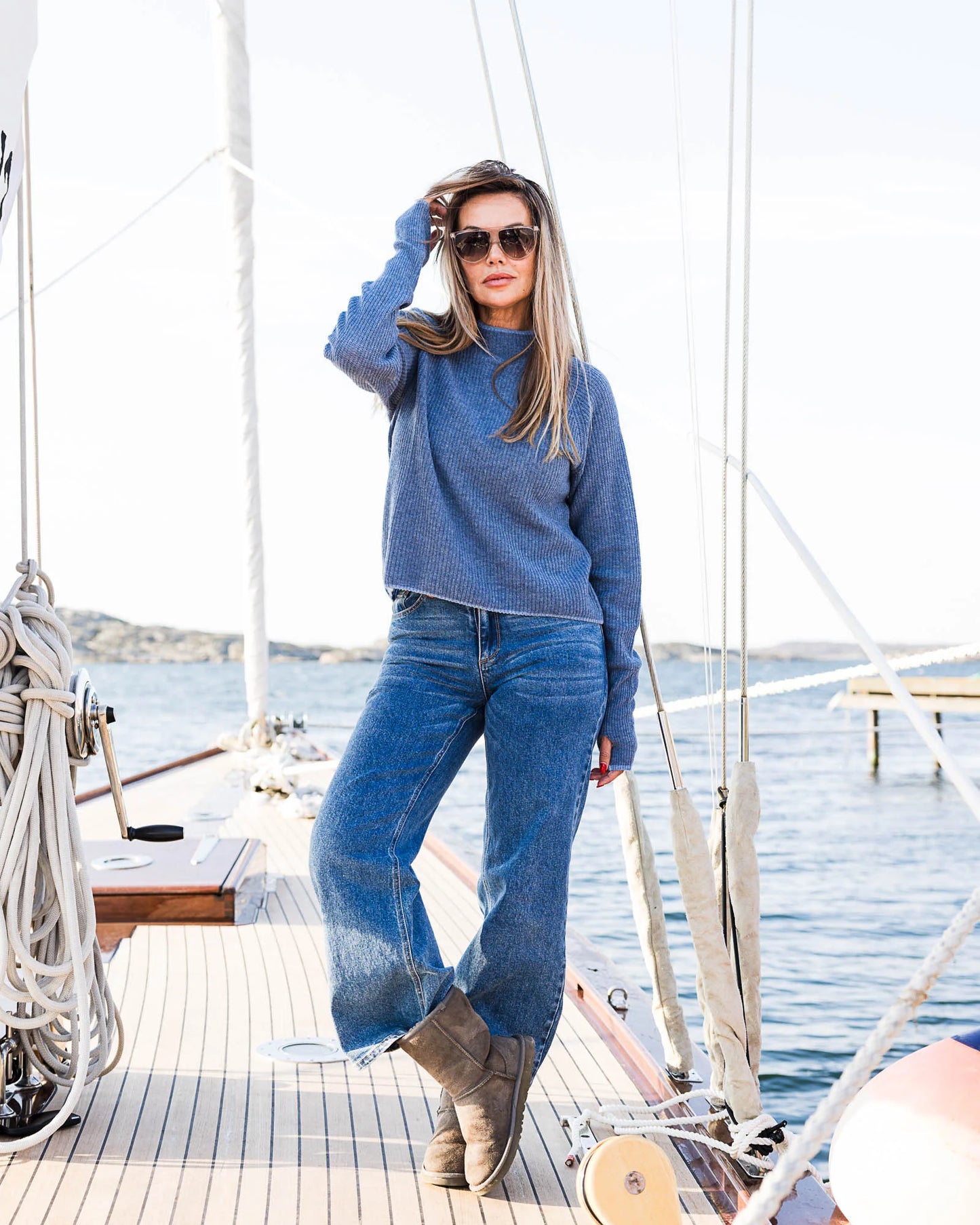 Hést Eli Rib Sweater Blue Melange