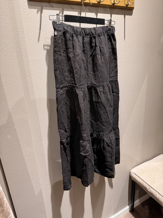Rah Amara Long Linen Skirt Black