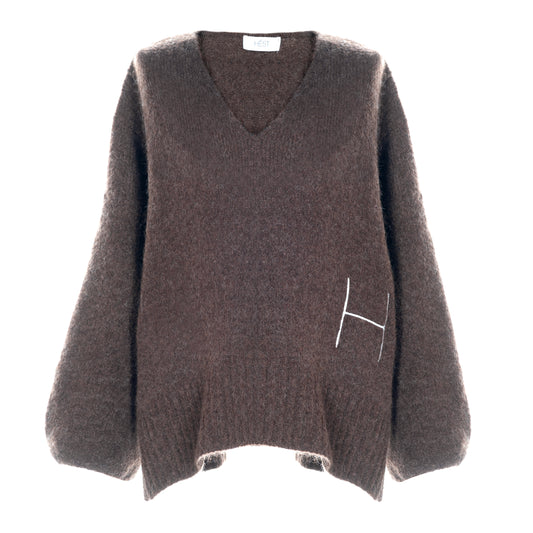 Hést Sofie Vneck Sweater Brown