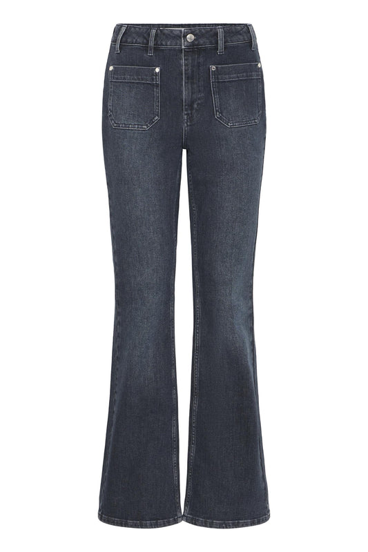 Pulz Bella UHW Bootcut Leg Blue Grey