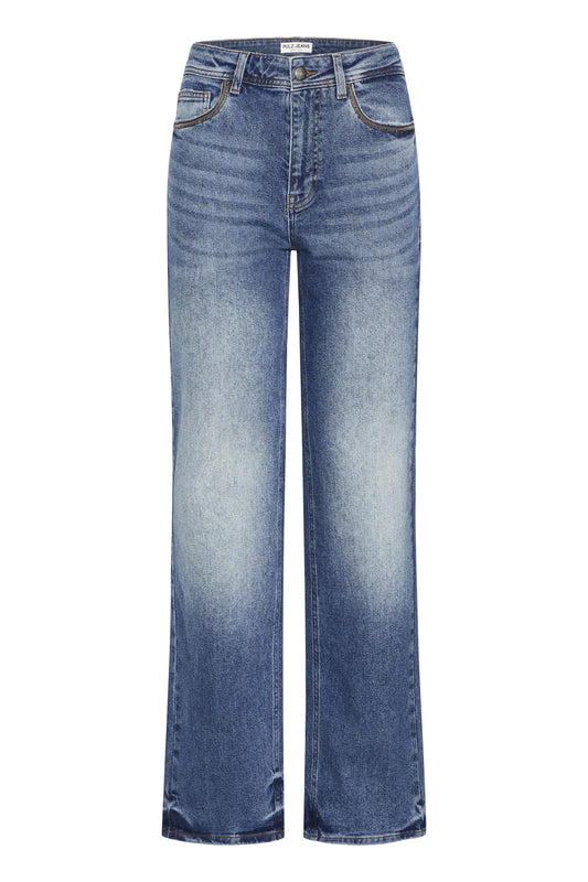 Pulz Fay HW Jeans Straight Leg Medium Blue