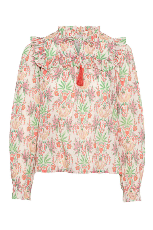 Rah Oslo Malina Top Coral Leaf  Print