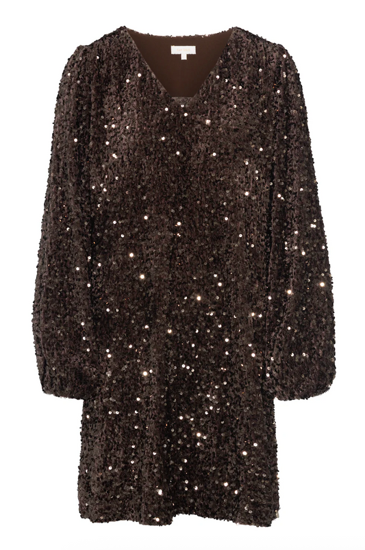 Rah Oslo Sequin Dress V-Neck Nougat